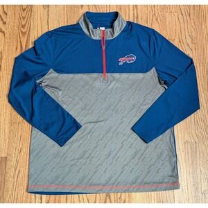 Buffalo Bills 1/4 Zip Pullover Lightweight Blue & Gray Men's XL NFL Apparel TX3